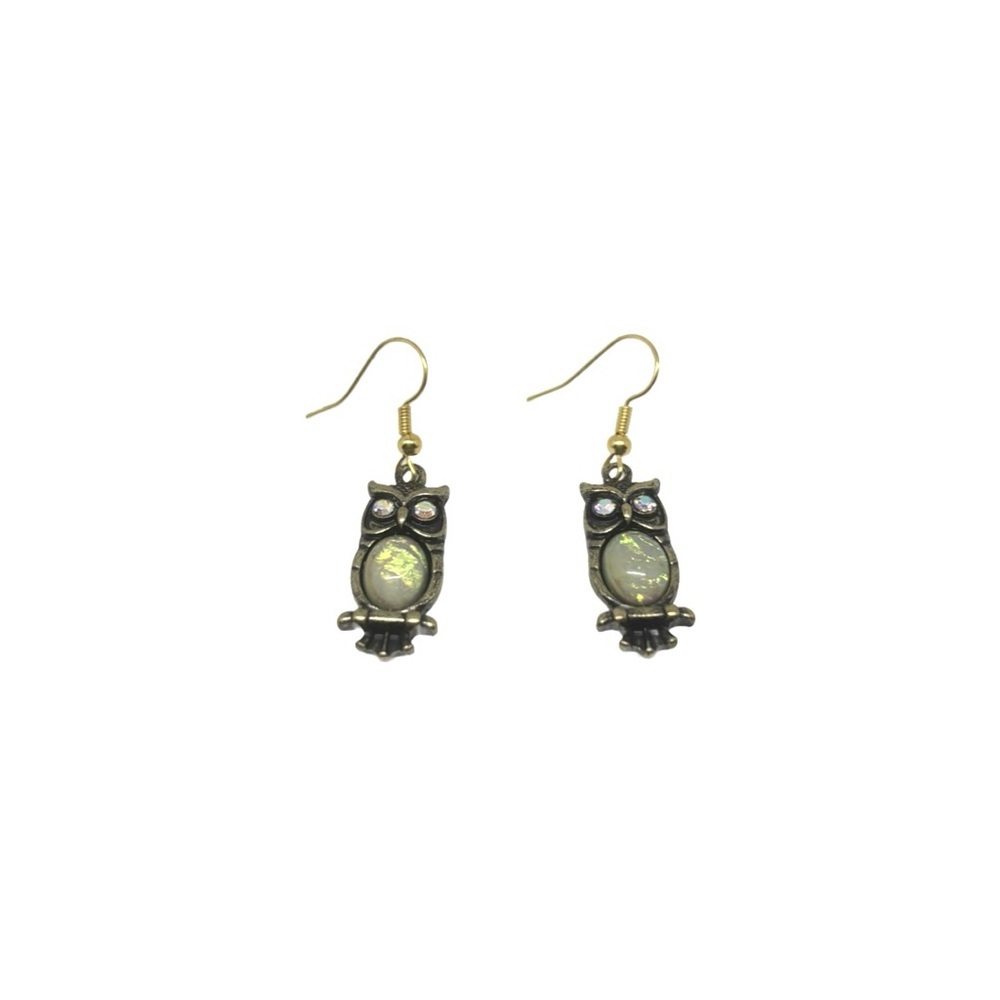 Elegant Owl Earrings in Gold and Black